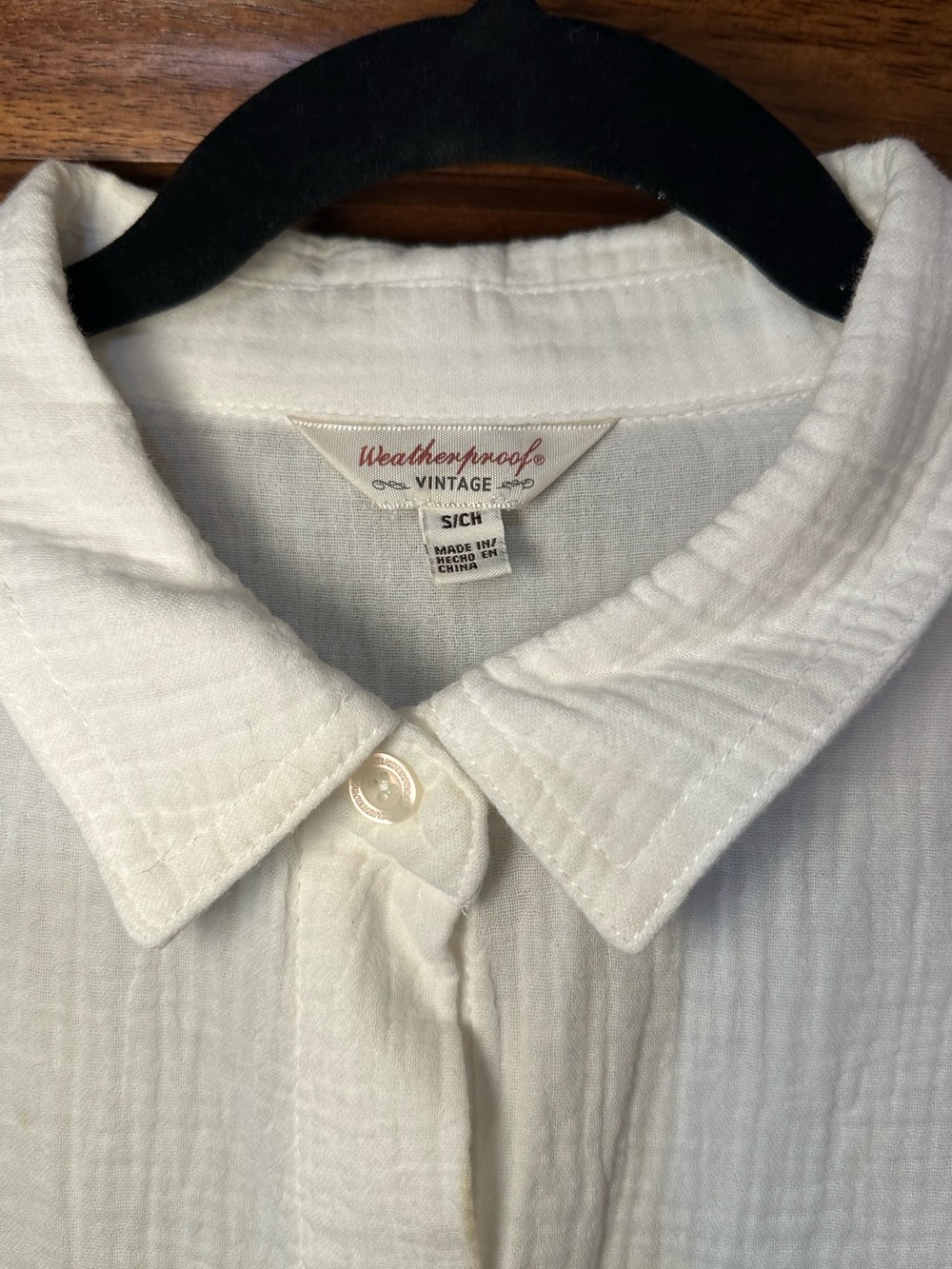 Weatherproof Vintage Cotton Gauze Shirt Dress Cream Belted Button Front Pockets - Picture 6 of 11